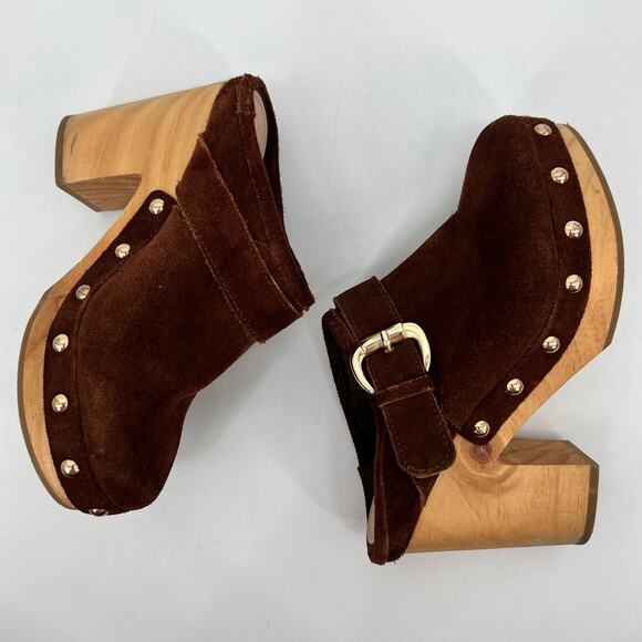 Steve Madden Hilde Clog Womens 6.5 Studded Suede Leather Chocolate Brown READ - Picture 7 of 12